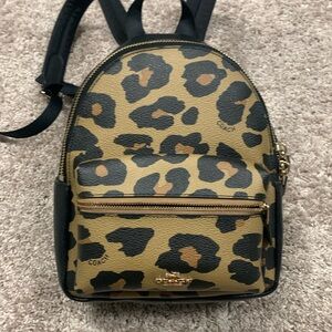 Coach small leopard backpack
